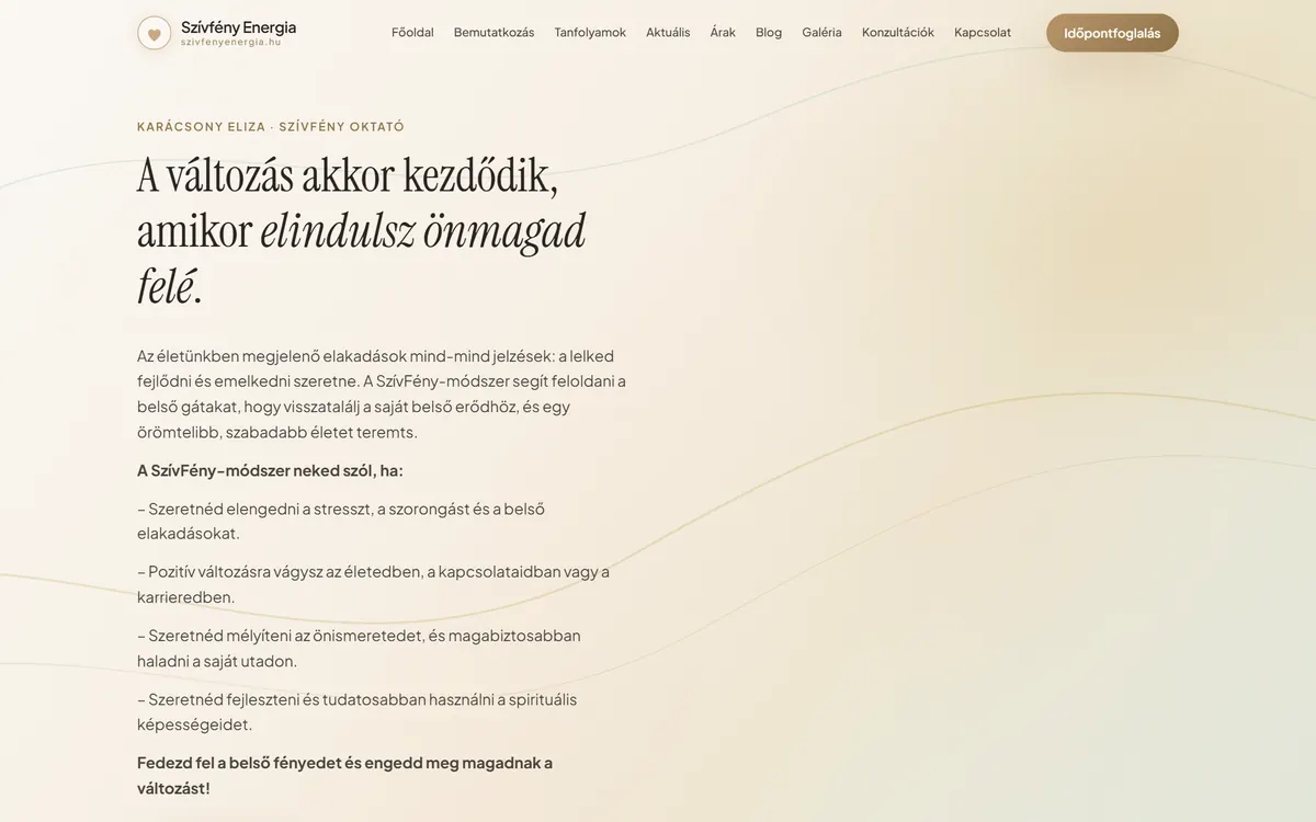 Szívfény Energia weboldal előnézet